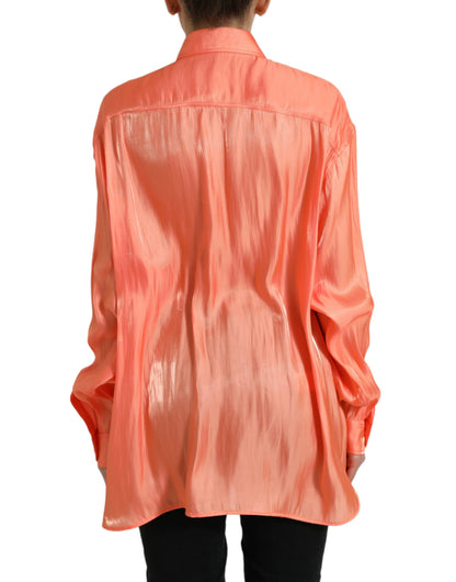 Dolce & Gabbana Pfirsich Langarm Button Down Bluse Top