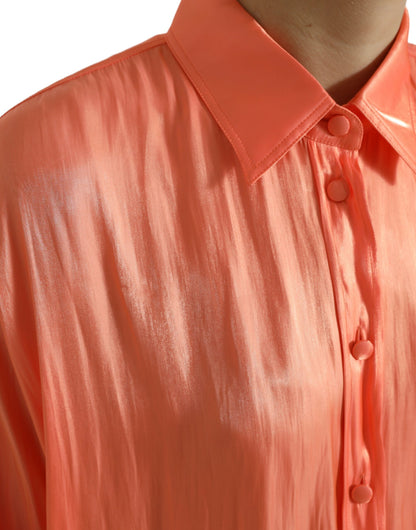 Dolce & Gabbana Pfirsich Langarm Button Down Bluse Top
