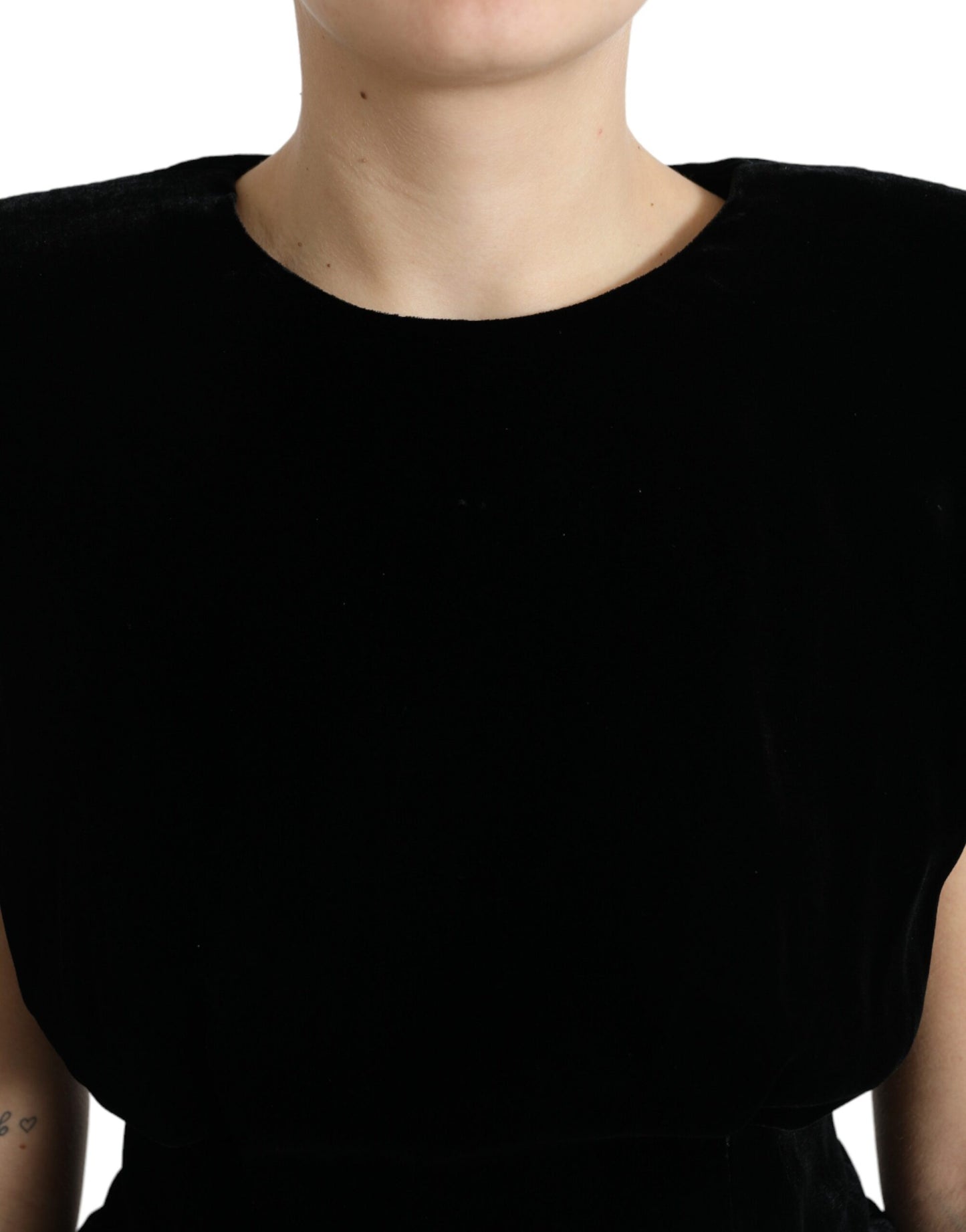 Dolce & Gabbana Schwarzes Blusentop aus Samt mit gepolsterten Schultern
