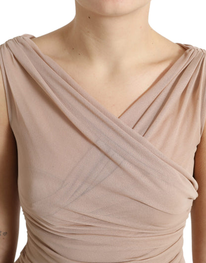 Dolce & Gabbana Beige Viskose V-Ausschnitt Ärmelloses Tank-Top