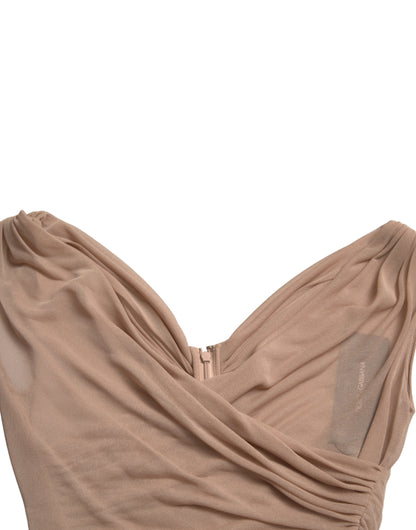 Dolce & Gabbana Beige Viskose V-Ausschnitt Ärmelloses Tank-Top