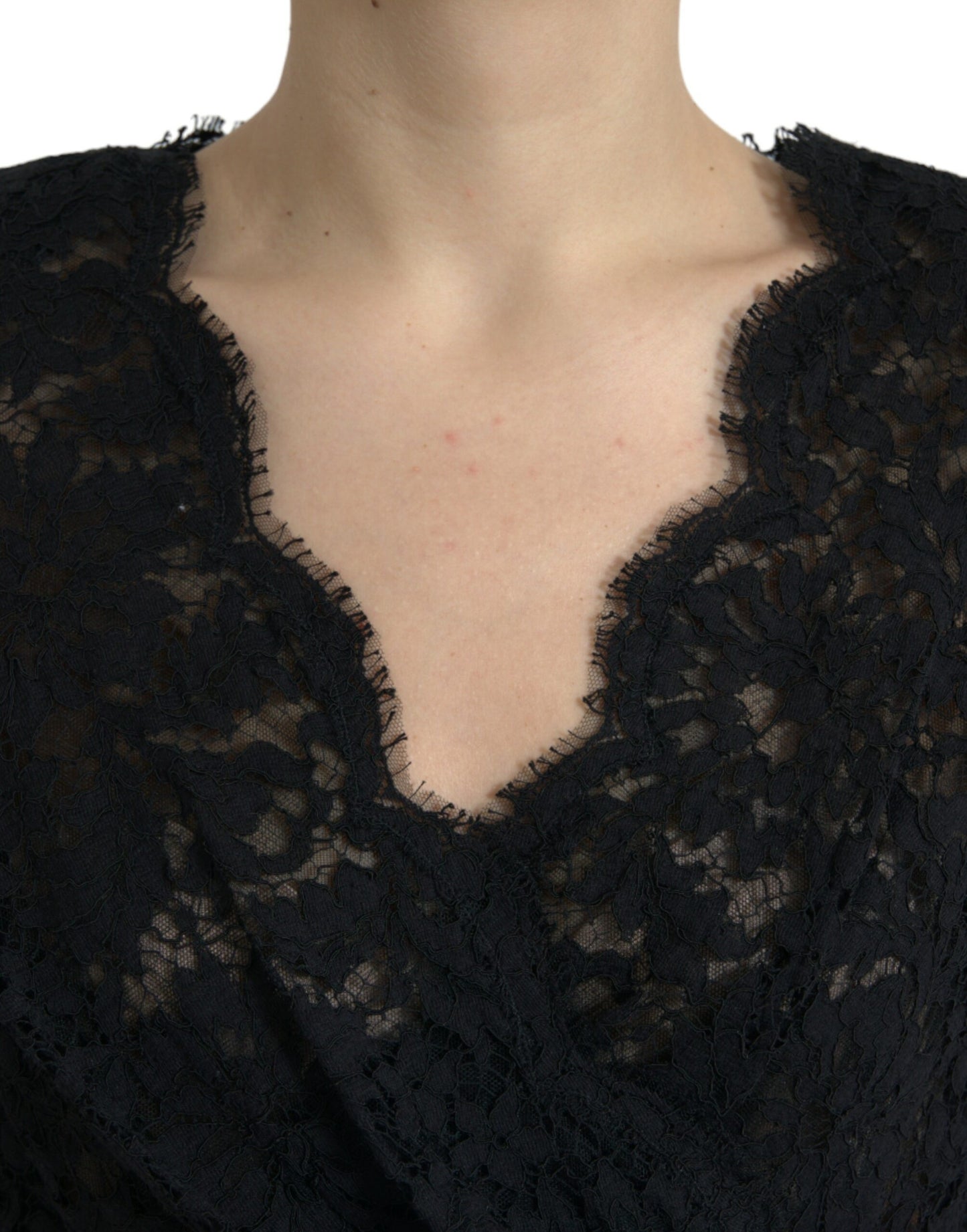 Dolce &amp; Gabbana Elegant Black Floral Lace Mini Dress