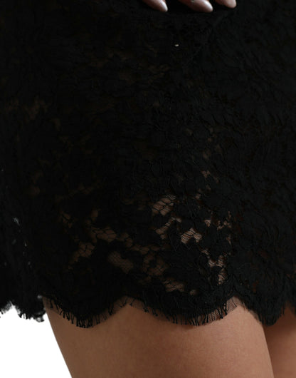 Dolce &amp; Gabbana Elegant Black Floral Lace Mini Dress