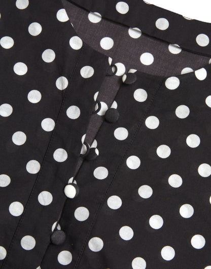 Dolce & Gabbana Schwarz-weiß gepunktetes Nylon-Shift-Minikleid
