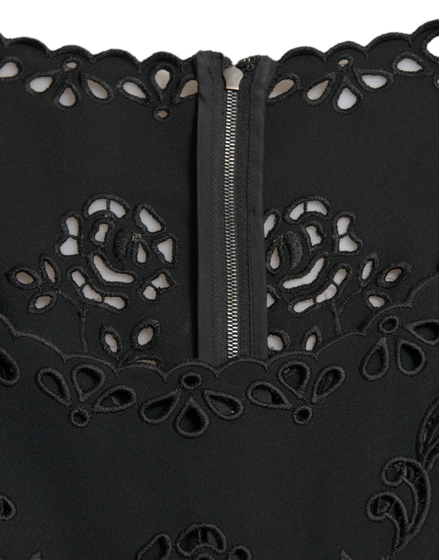 Dolce & Gabbana Schwarzes Viskose-Bodycon-Kleid mit floraler Spitze