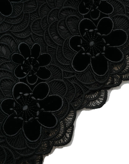 Dolce & Gabbana Schwarzes Bodycon-Kleid aus Baumwolle mit floraler Spitze