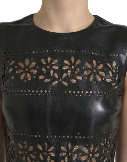 Valentino Glänzend Schwarzes Nylon Ausschnitt A-Linie Minikleid