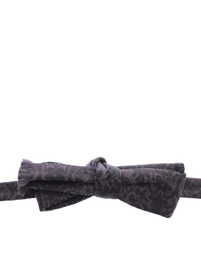 Dolce &amp; Gabbana Elegant Black Paisley Silk-Wool Blend Bow Tie