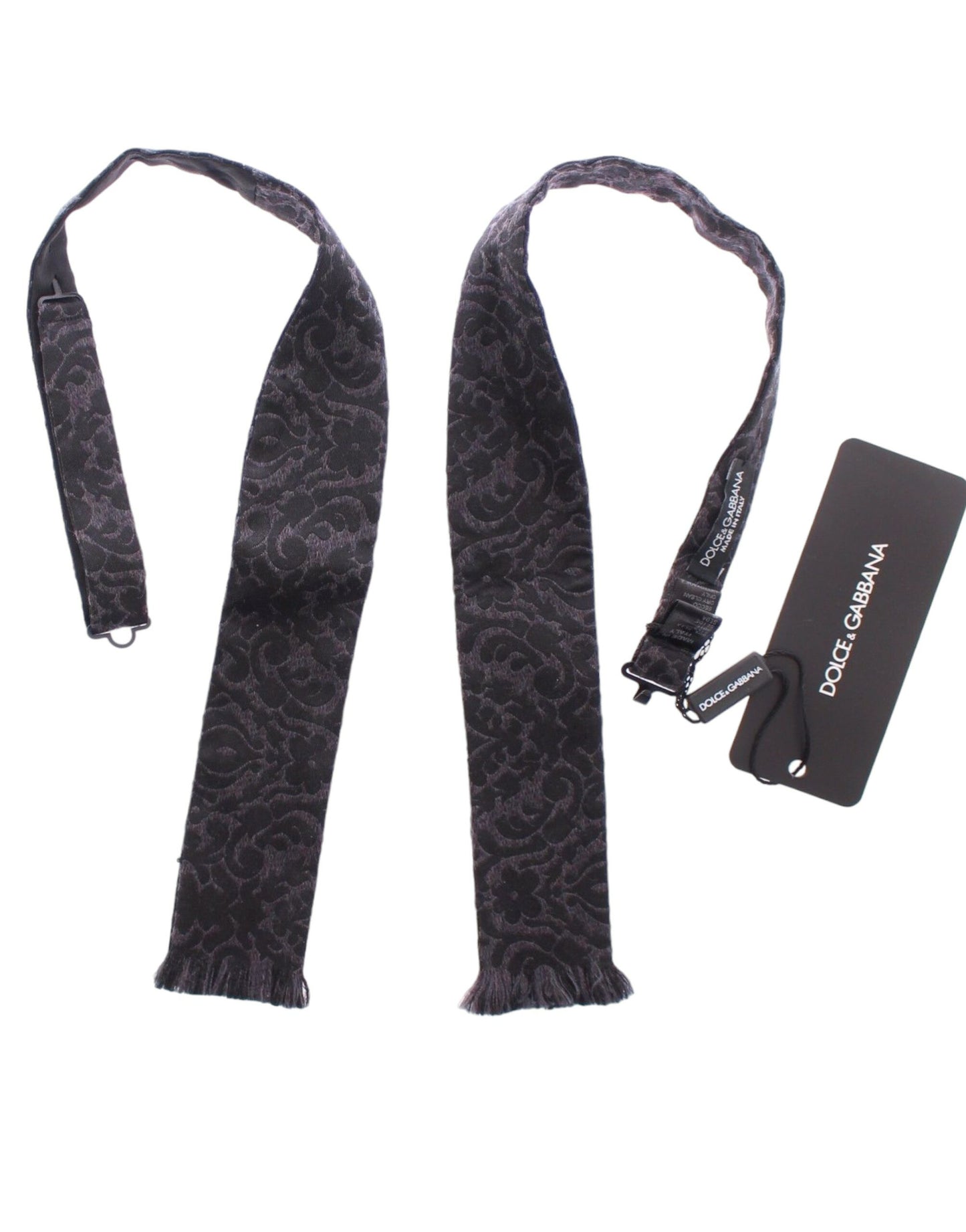 Dolce &amp; Gabbana Elegant Black Paisley Silk-Wool Blend Bow Tie