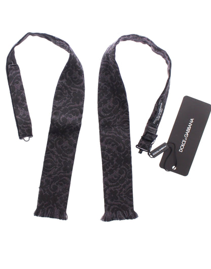 Dolce &amp; Gabbana Elegant Black Paisley Silk-Wool Blend Bow Tie