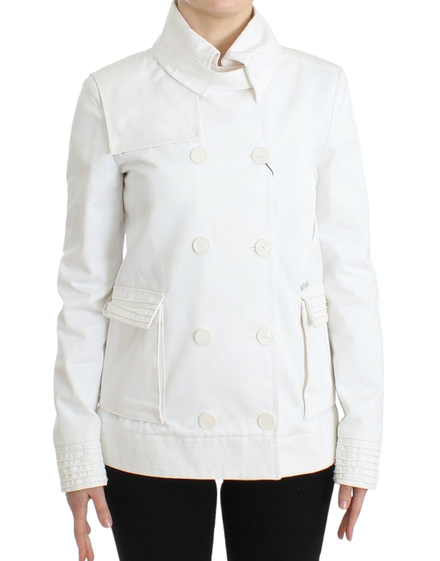 GF Ferre Weiße doppelreihige Jacke Mantel Blazer