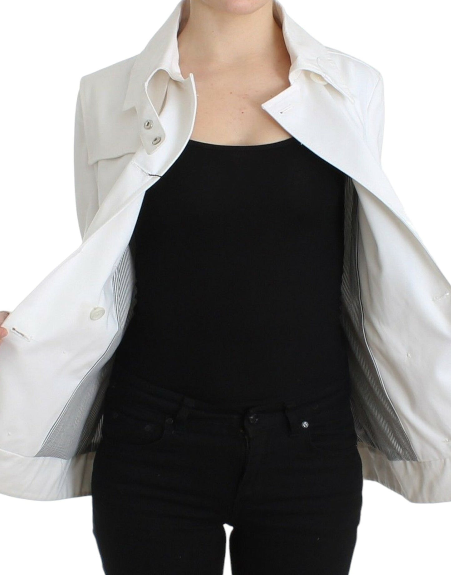 GF Ferre Weiße doppelreihige Jacke Mantel Blazer