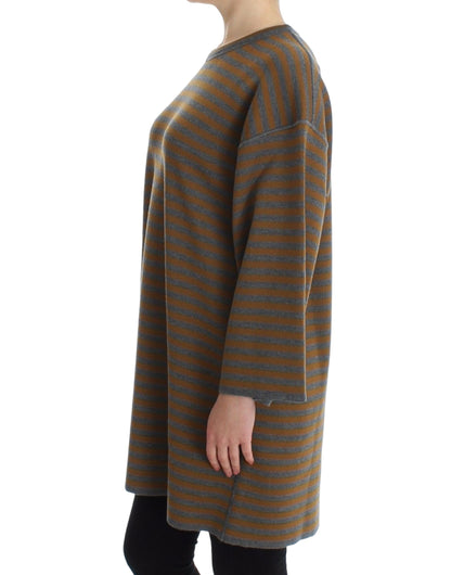Dolce & Gabbana Übergroßes grau-gelb gestreiftes Pullover-Top