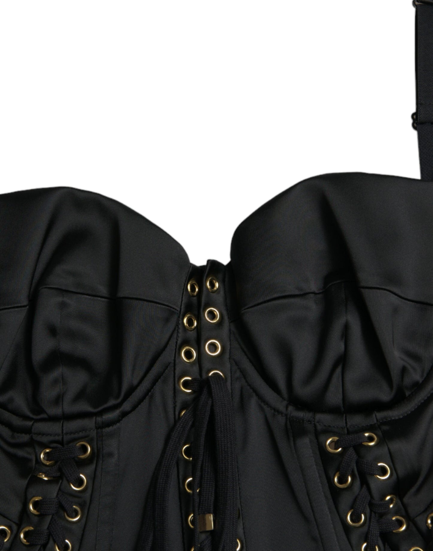 Dolce & Gabbana Schwarzes Bustier Korsett Spitze Bodycon Midikleid