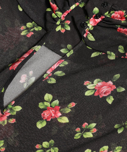 Dolce & Gabbana Schwarzes florales ausgeschnittenes langes Maxikleid