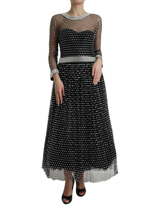 Dolce & Gabbana Schwarzes kristallverziertes Kleid in A-Linie