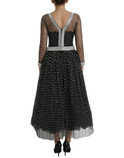 Dolce & Gabbana Schwarzes kristallverziertes Kleid in A-Linie