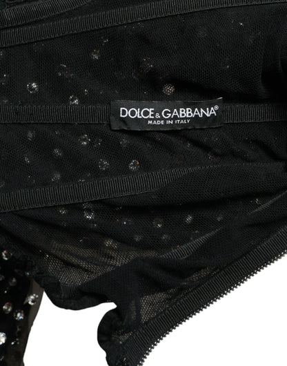 Dolce & Gabbana Schwarzes kristallverziertes Kleid in A-Linie