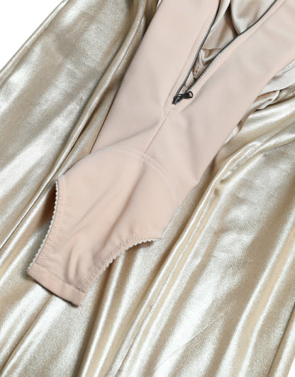 Dolce &amp; Gabbana Elegant Gold Metallic Sheath Dress with Crystals
