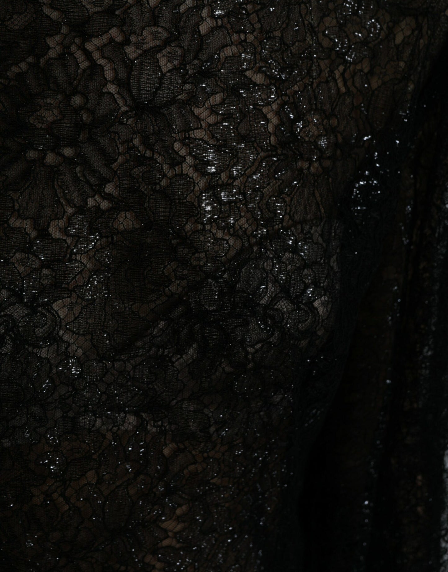 Dolce & Gabbana Schwarzes Midikleid mit floraler Spitze in A-Linie