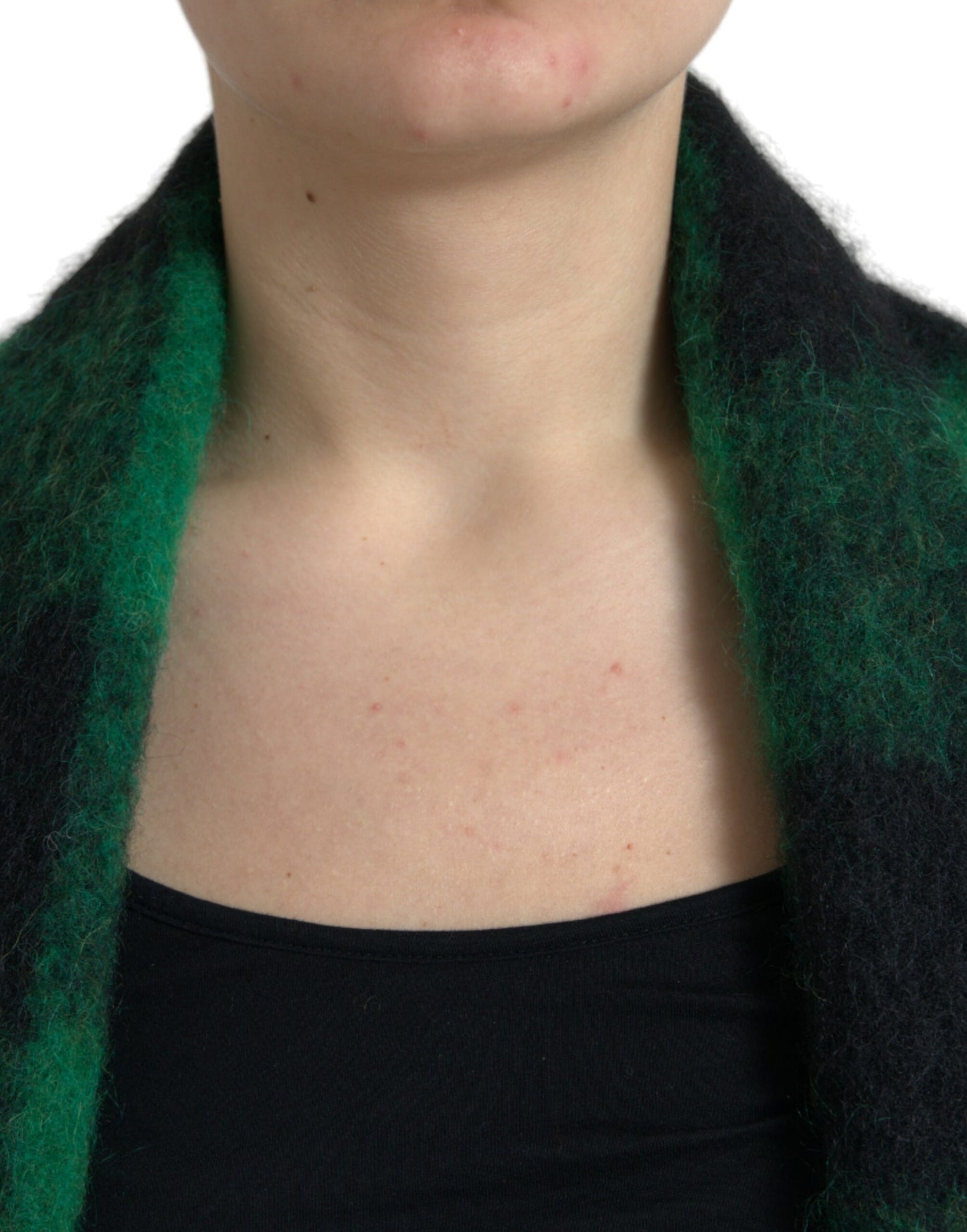 Dolce & Gabbana Schwarz Grün Buffalo Check Poncho Mantel Jacke