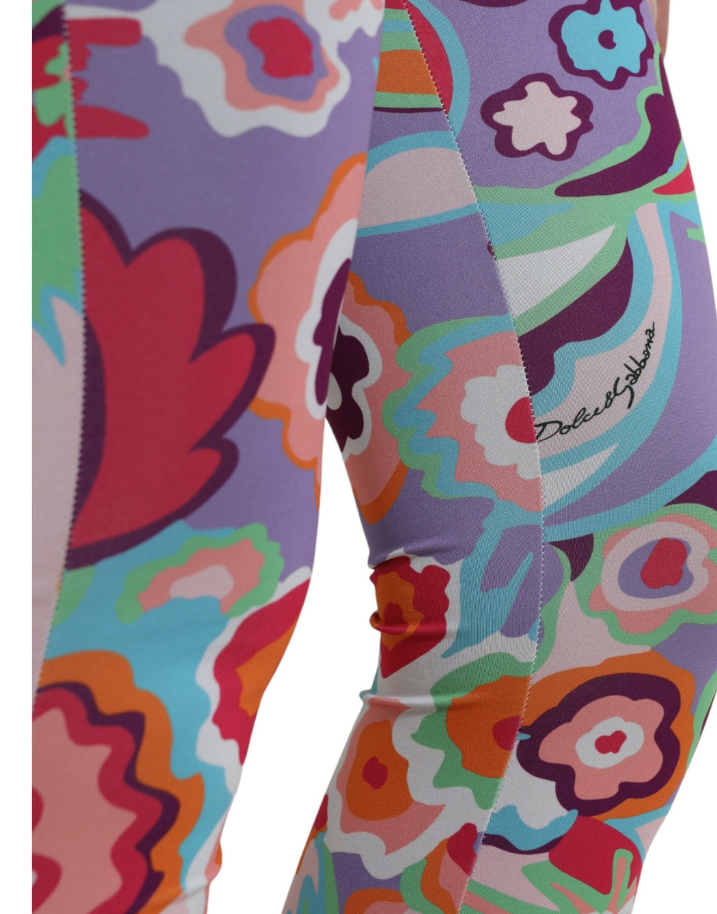 Dolce & Gabbana Multicolor Floral Leggings mit hoher Taille Hose