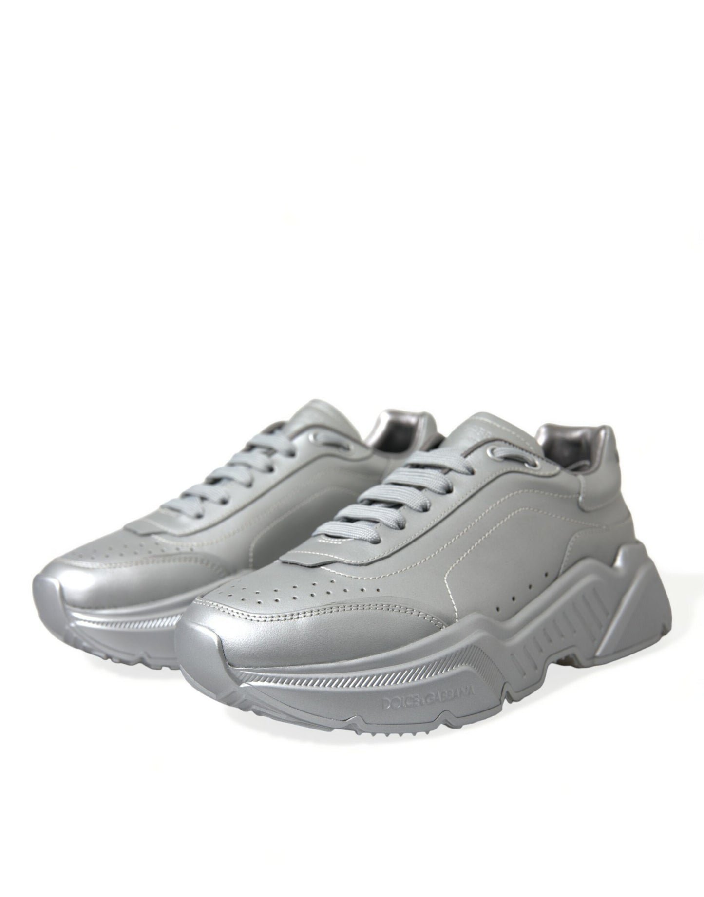 Dolce & Gabbana Silber DAYMASTER Leder Männer Casual Turnschuhe Schuhe