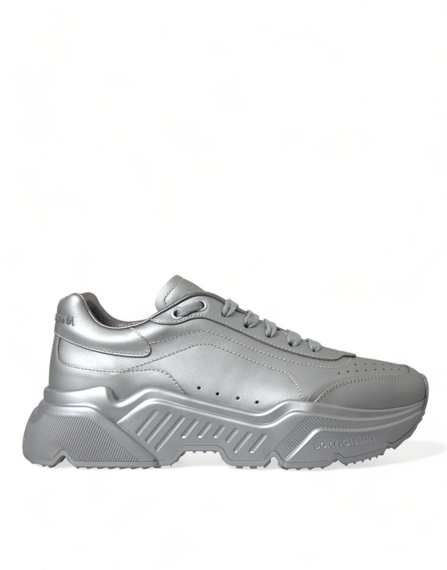 Dolce & Gabbana Silber DAYMASTER Leder Männer Casual Turnschuhe Schuhe