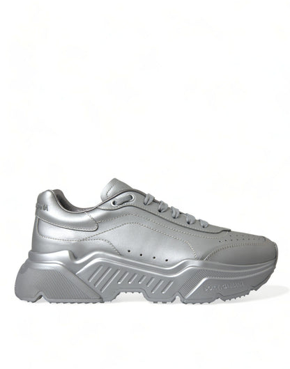 Dolce & Gabbana Silber DAYMASTER Leder Männer Casual Turnschuhe Schuhe