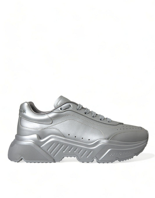 Dolce & Gabbana Silber DAYMASTER Leder Männer Casual Turnschuhe Schuhe