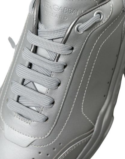 Dolce & Gabbana Silber DAYMASTER Leder Männer Casual Turnschuhe Schuhe