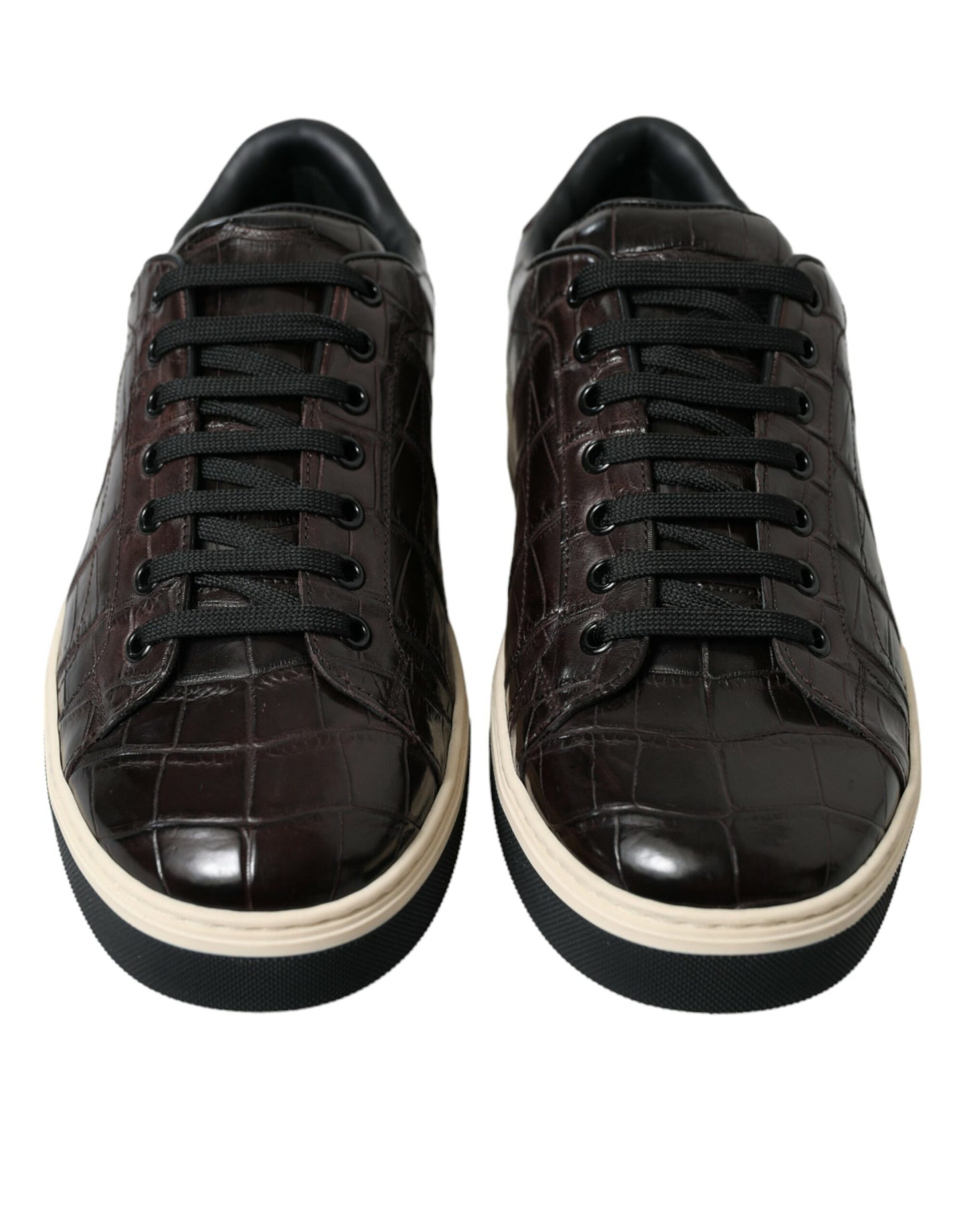 Dolce & Gabbana Braun Kroko Exotische Leder Männer Casual Turnschuhe Schuhe