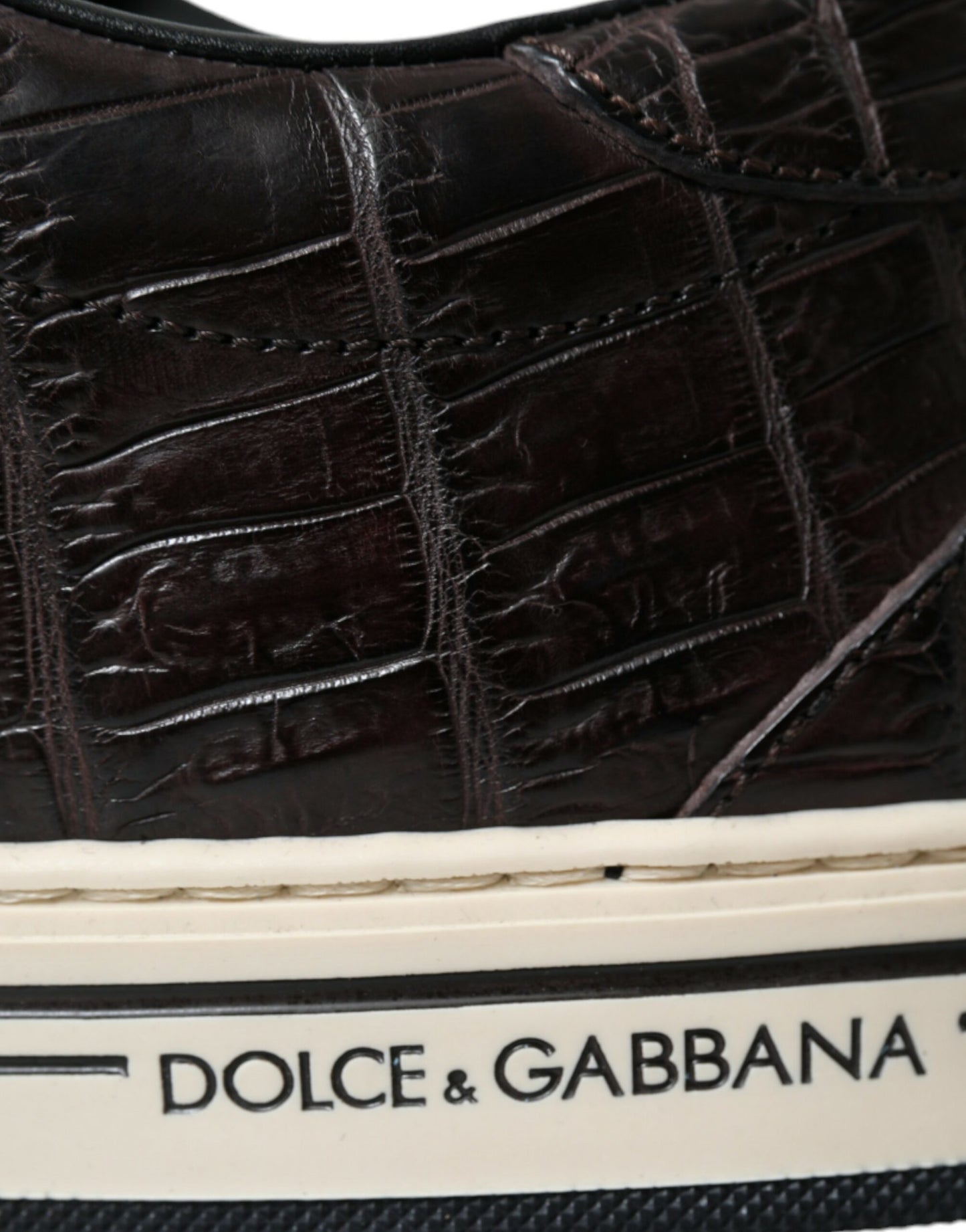 Dolce & Gabbana Braun Kroko Exotische Leder Männer Casual Turnschuhe Schuhe