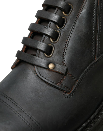 Dolce & Gabbana Braun Leder Lace Up Derby Männer Kleid Schuhe