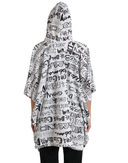 Dolce & Gabbana Weißes Blouson-T-Shirt mit Logodruck und Kapuze
