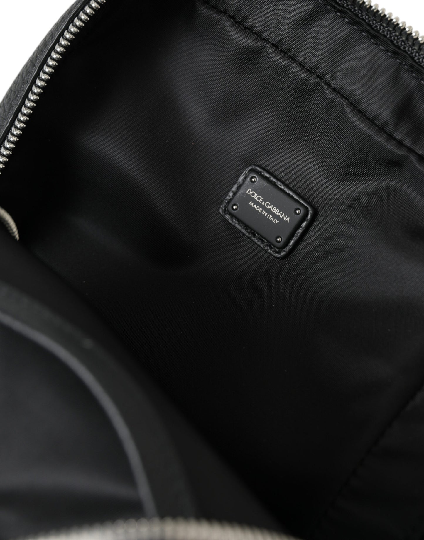 Dolce & Gabbana Schwarzes Kalbsleder Logo Palermo Rucksack Tasche
