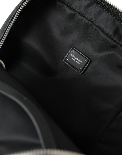 Dolce & Gabbana Schwarzes Kalbsleder Logo Palermo Rucksack Tasche