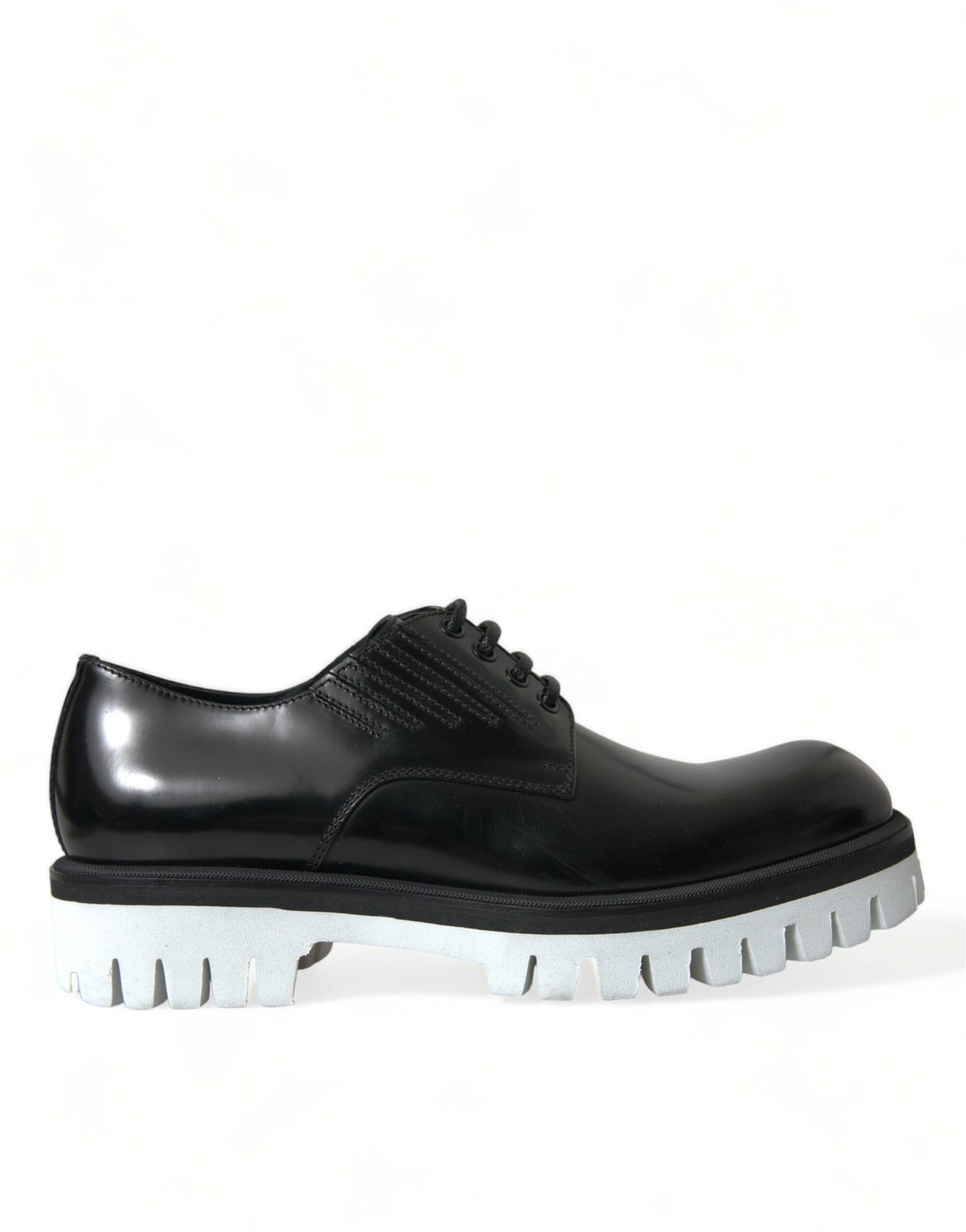 Dolce & Gabbana Schwarz Weiß Leder Schnürschuhe Derby Dress Schuhe
