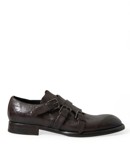 Dolce & Gabbana Braune Lederriemen-Schuhe für formelle Anlässe