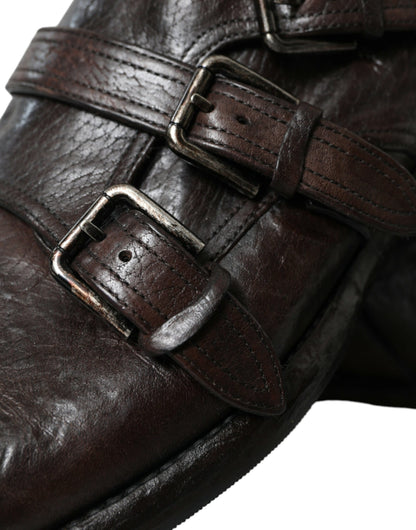 Dolce & Gabbana Braune Lederriemen-Schuhe für formelle Anlässe