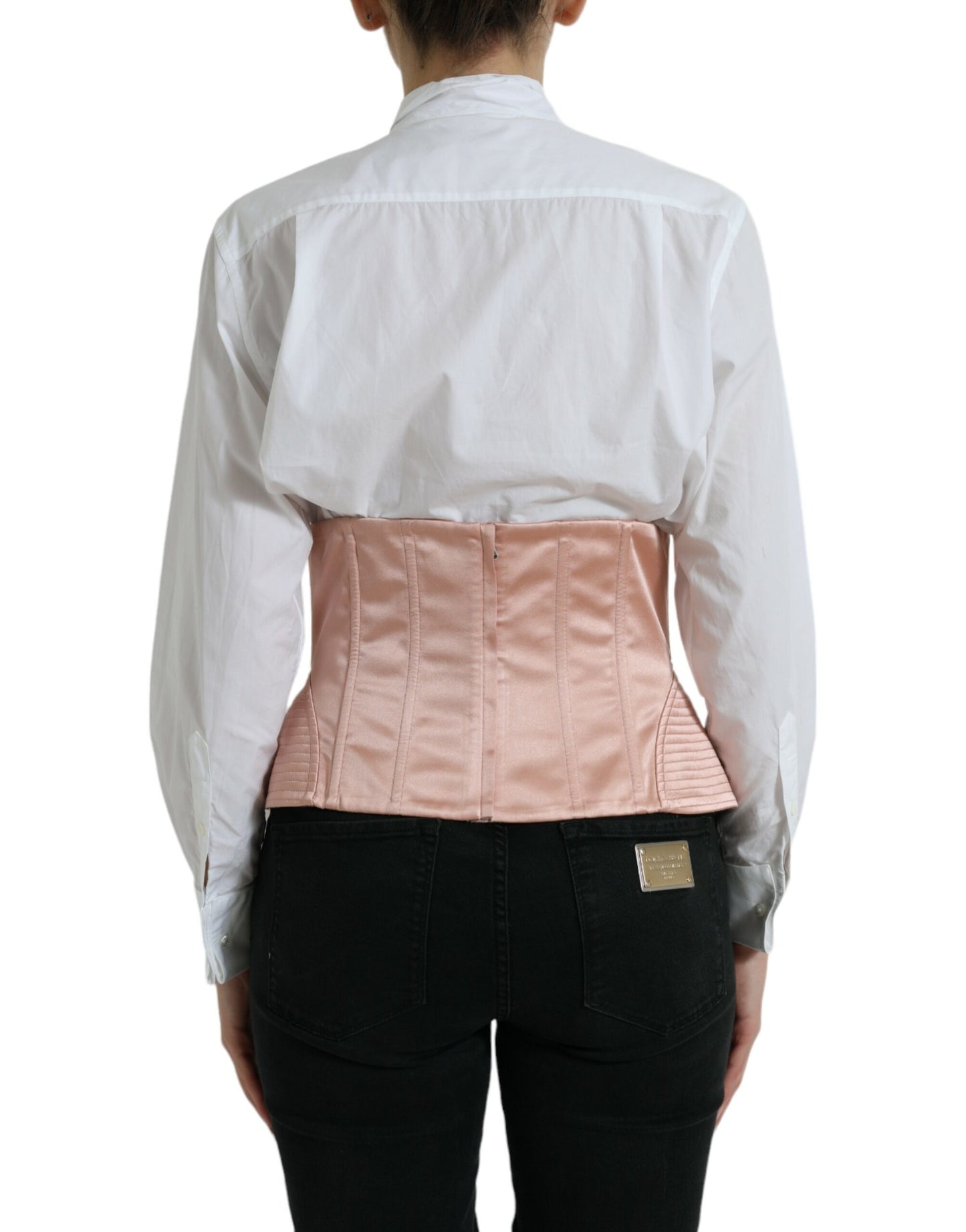 Dolce & Gabbana Rosa Seidenstretchgürtel Taille Riemen Korsett Top