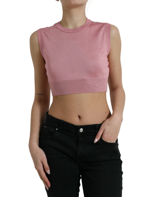 Dolce & Gabbana Pinkes ärmelloses Tank-Top mit Rundhalsausschnitt