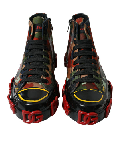Dolce & Gabbana Multicolor Camouflage High Top Turnschuhe Schuhe