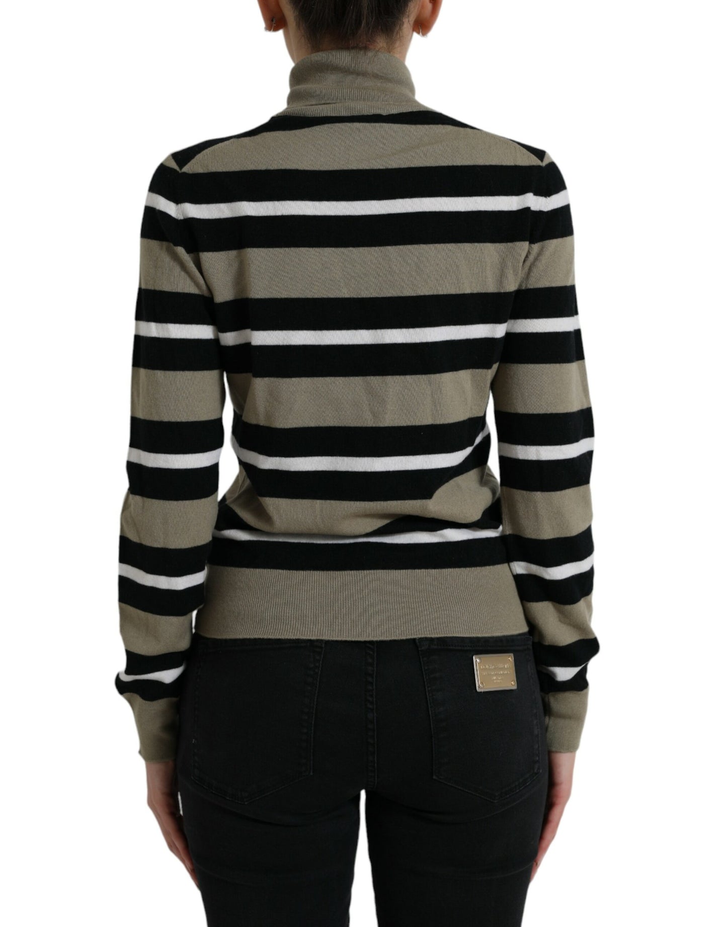 Dolce & Gabbana Mehrfarbig gestreifter Pullover aus Wolle mit Logo