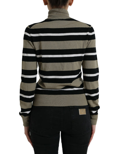 Dolce & Gabbana Mehrfarbig gestreifter Pullover aus Wolle mit Logo