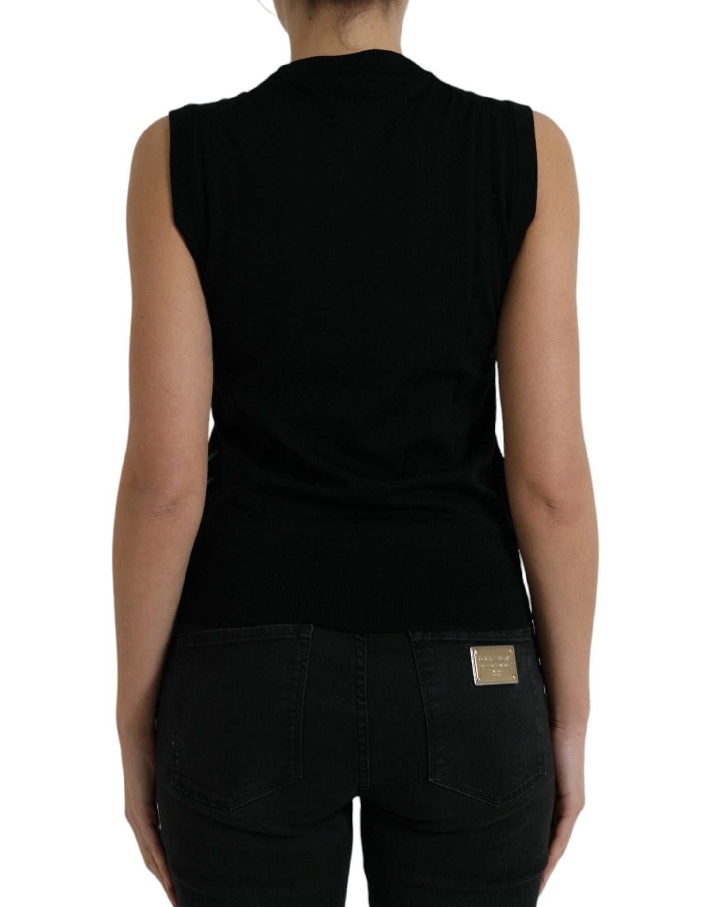 Dolce & Gabbana Schwarzer Dschungel Rundhalsausschnitt ärmelloses Tank-Top