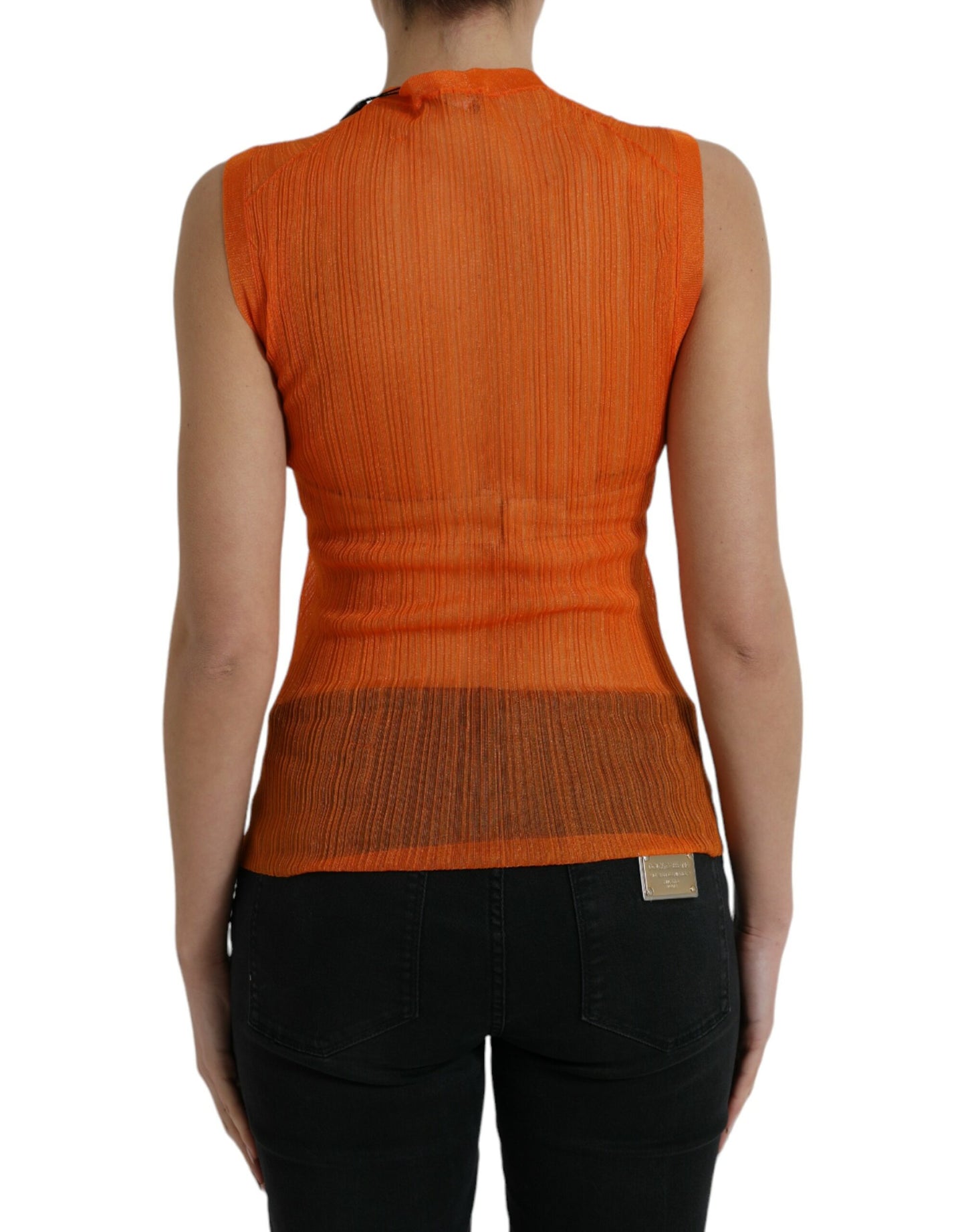 Dolce & Gabbana Orange See Through Rundhalsausschnitt Bluse Tank Top