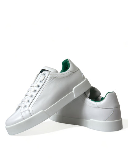 Dolce & Gabbana Weiß Grün Leder Portofino Turnschuhe Schuhe