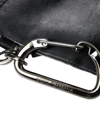 Dolce & Gabbana Schwarzes Nylon Logo Plaque Schlüsselanhänger Tasche Clutch