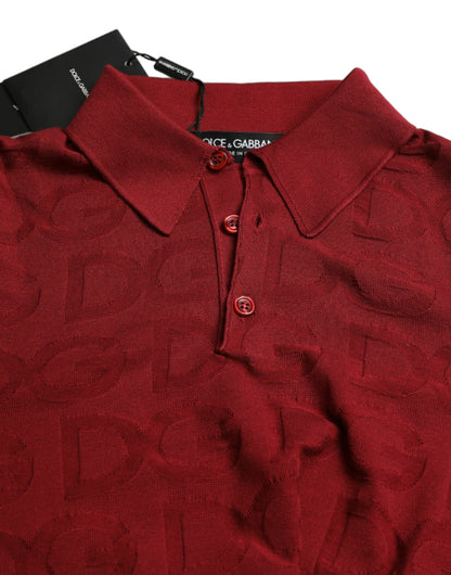 Dolce & Gabbana Kastanienbraunes Kurzarm-T-Shirt aus Seide mit Kragen